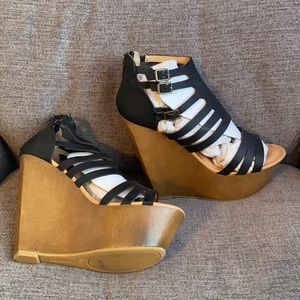 Brand New Dollhouse Black Wood Wedges
